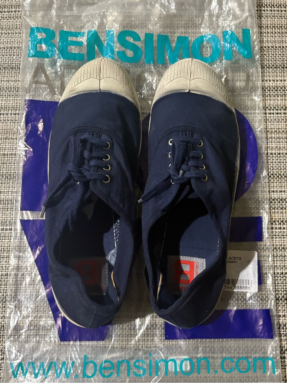 Bensimon Women’s Canvas Lace-Up Sneakers- Marine- Size 37